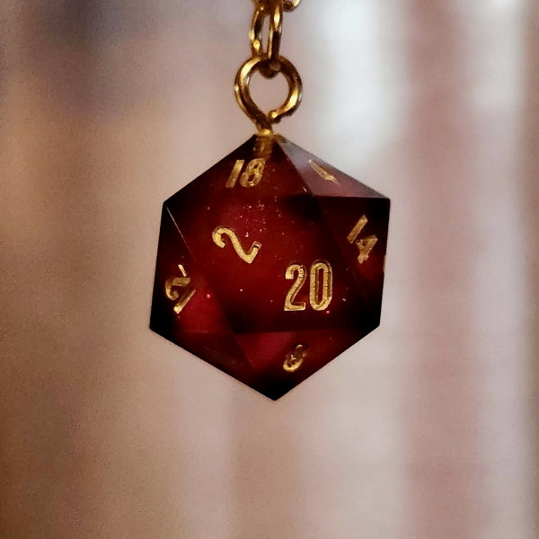 Midnight Rose D20 Necklace