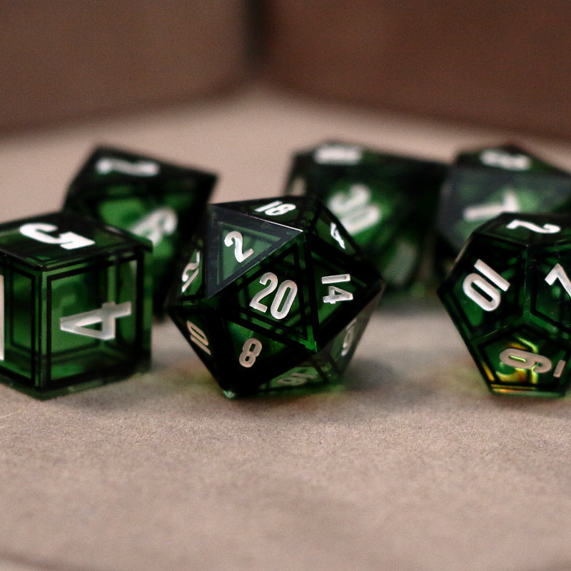 Green Kaleidoscope Dice Set