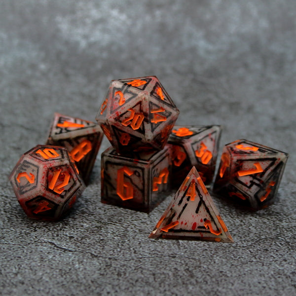 Krieg Style blood spattered look Dice set from Borderlands.